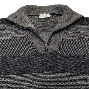 Vintage Ferrante Merino Wool 1/4 Zip Sweater (M) Mens Gray Stripe Texture Italy